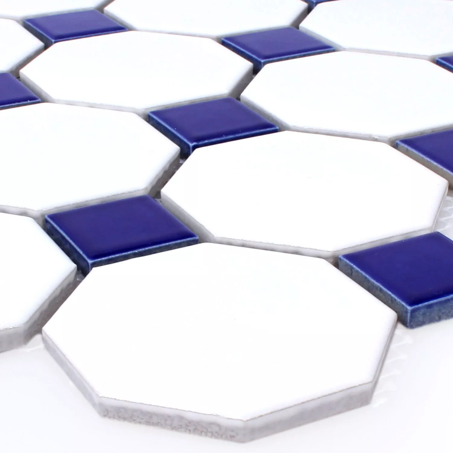 Mosaikfliesen Keramik Octagon Belami Weiss Blau