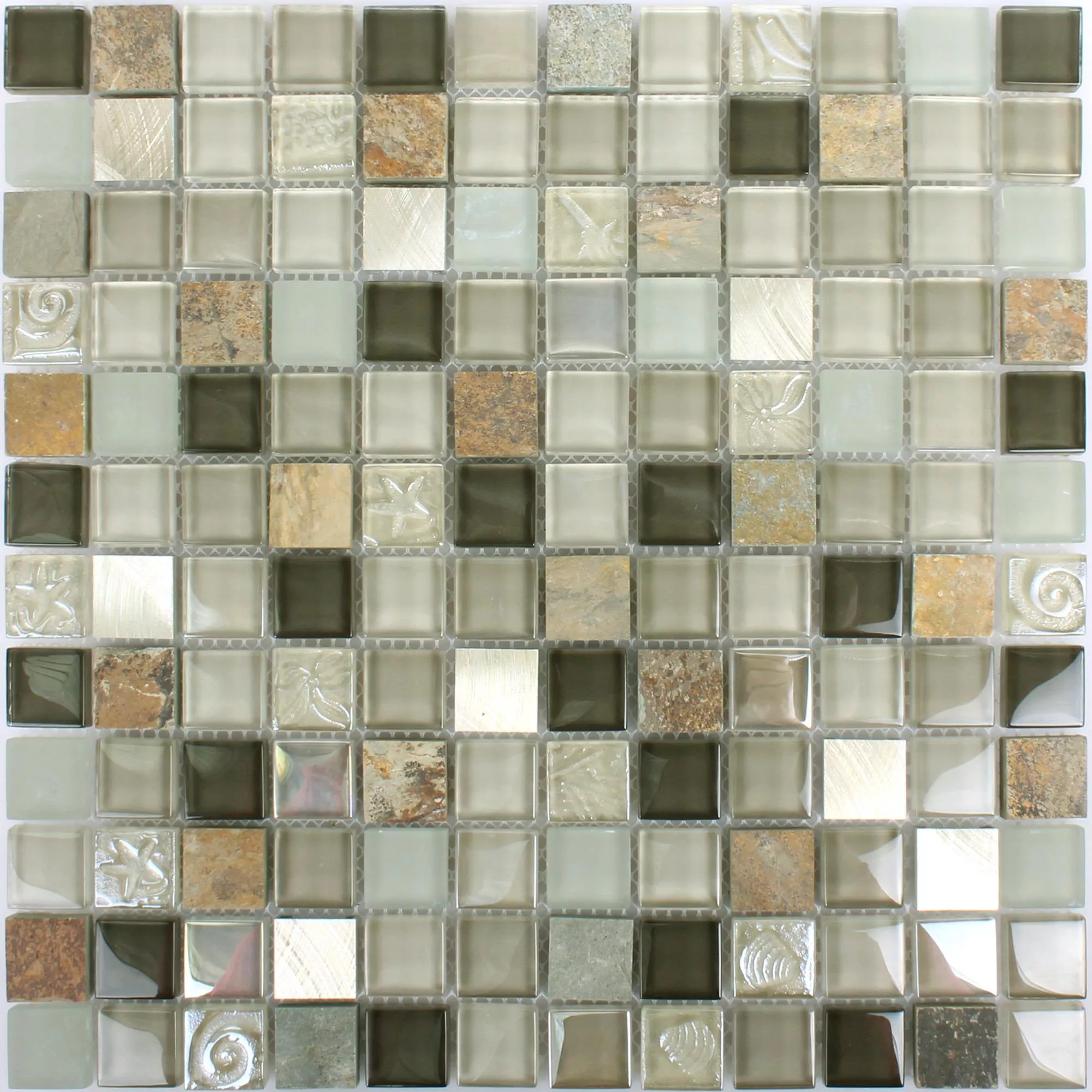 Mosaico Pietra Naturale Vetro Metallo Mix Lockhart