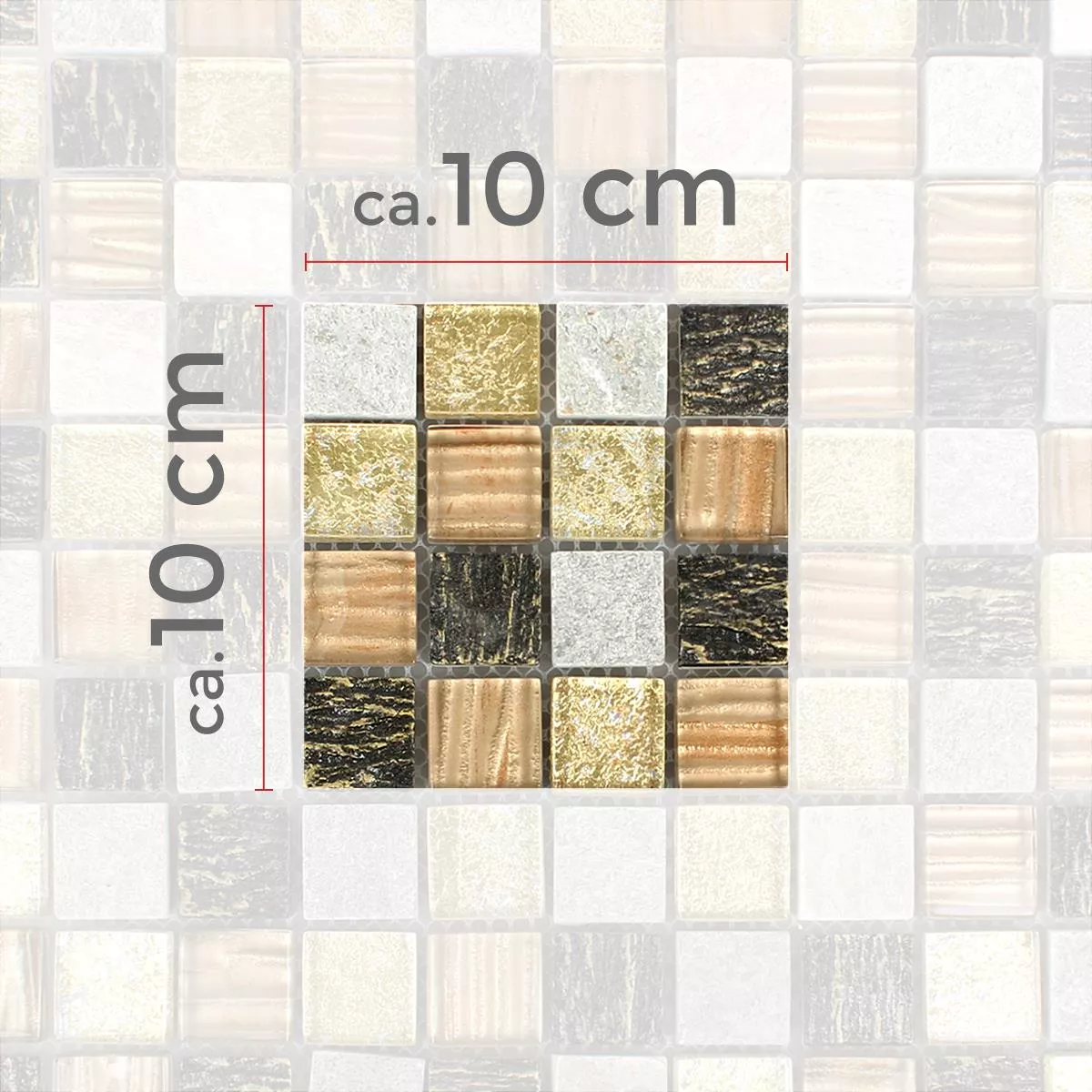 Muster von Mosaikfliesen Glas Stein Mix Canova Gold Braun