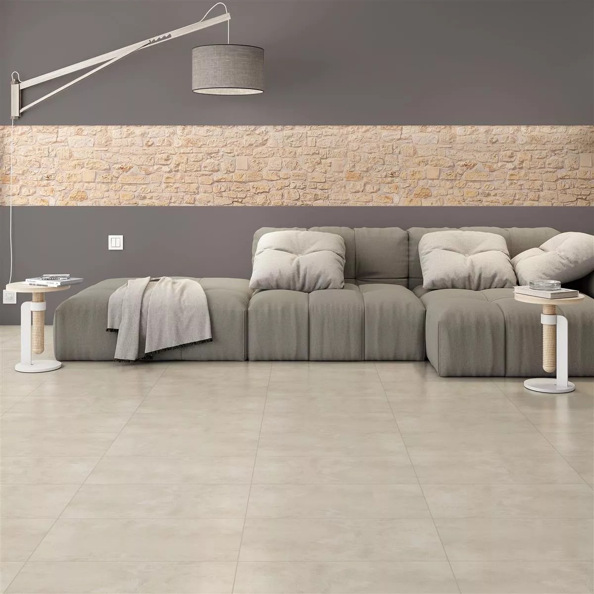 Muster von Bodenfliesen Assos Betonoptik R10/B Beige 30x60cm